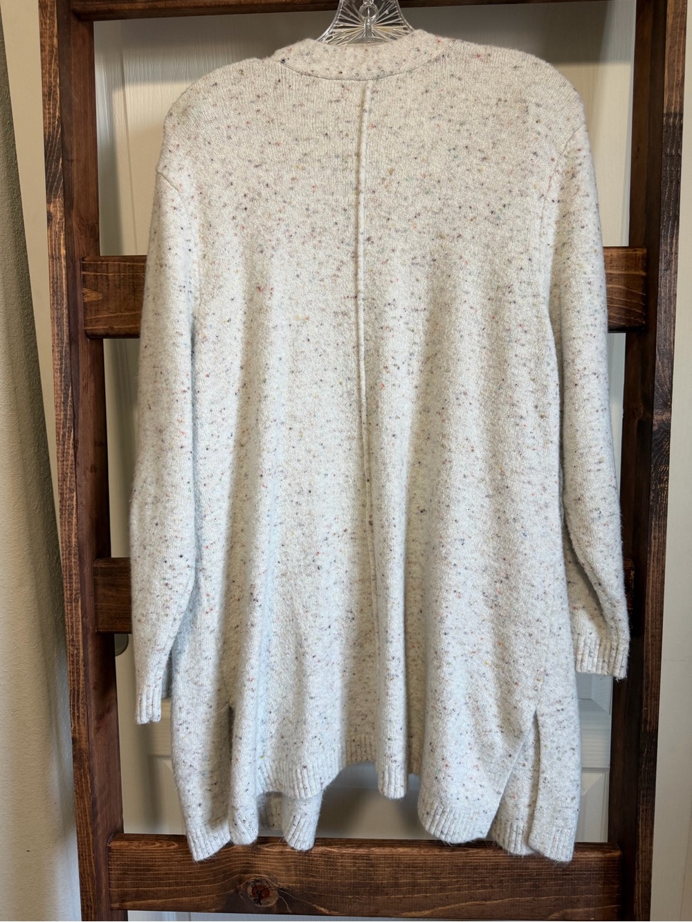 Love+Lily Cream Speckled Open-Front Pocket Cardigan - Picture 3 of 3